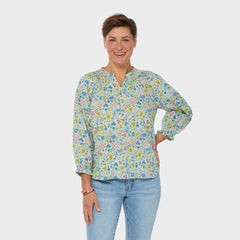 Women's Artisan Hemp 3/4 Sleeve Smocked Blouse